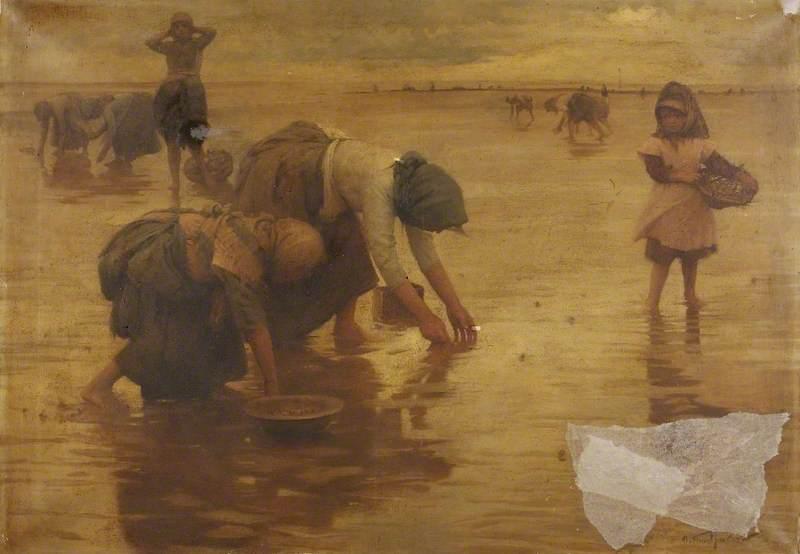 Wikioo.org - The Encyclopedia of Fine Arts - Painting, Artwork by Arthur Hacker - Cockle Gatherers