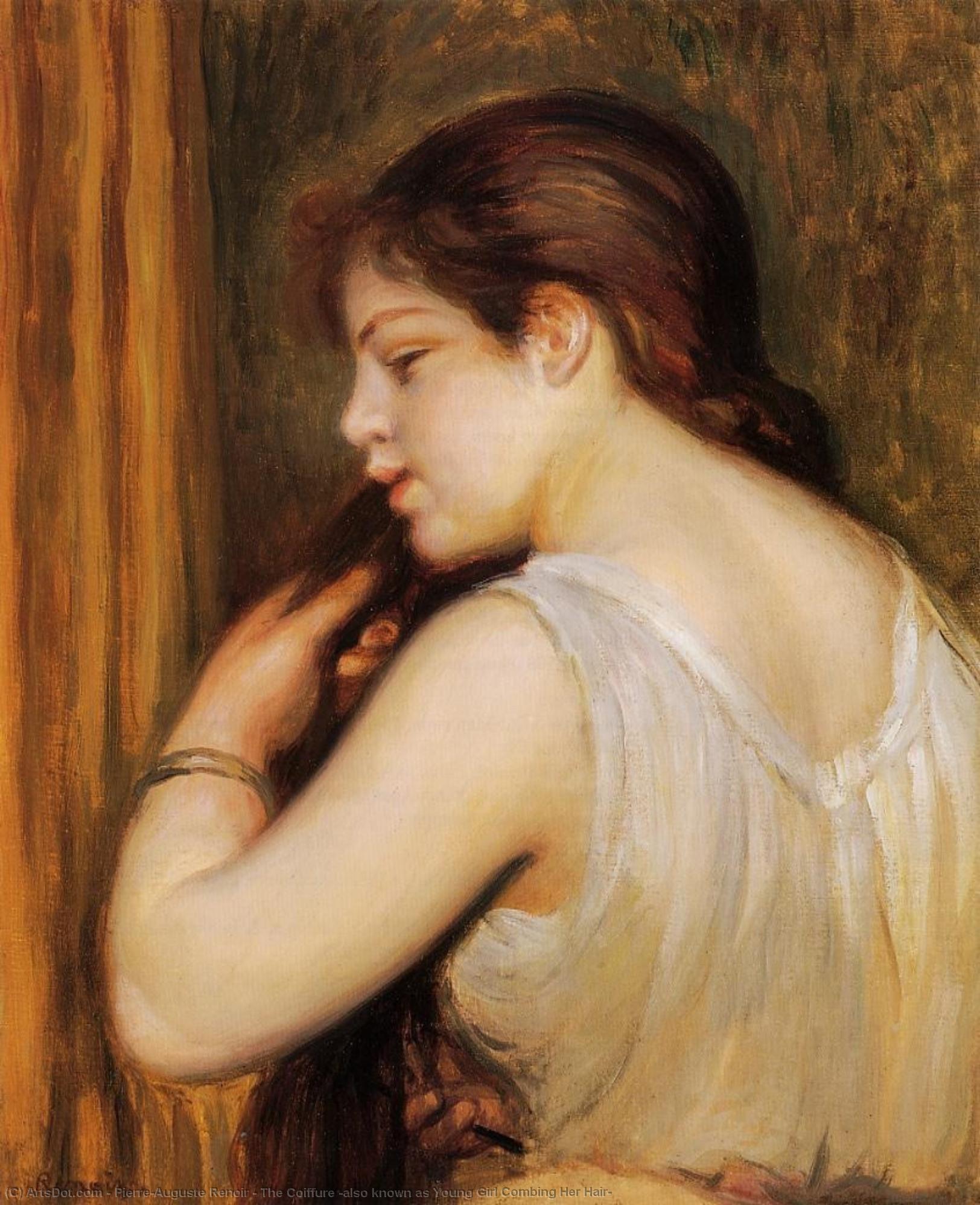 Wikioo.org - The Encyclopedia of Fine Arts - Painting, Artwork by Pierre-Auguste Renoir - The Coiffure (also known as Young Girl Combing Her Hair)
