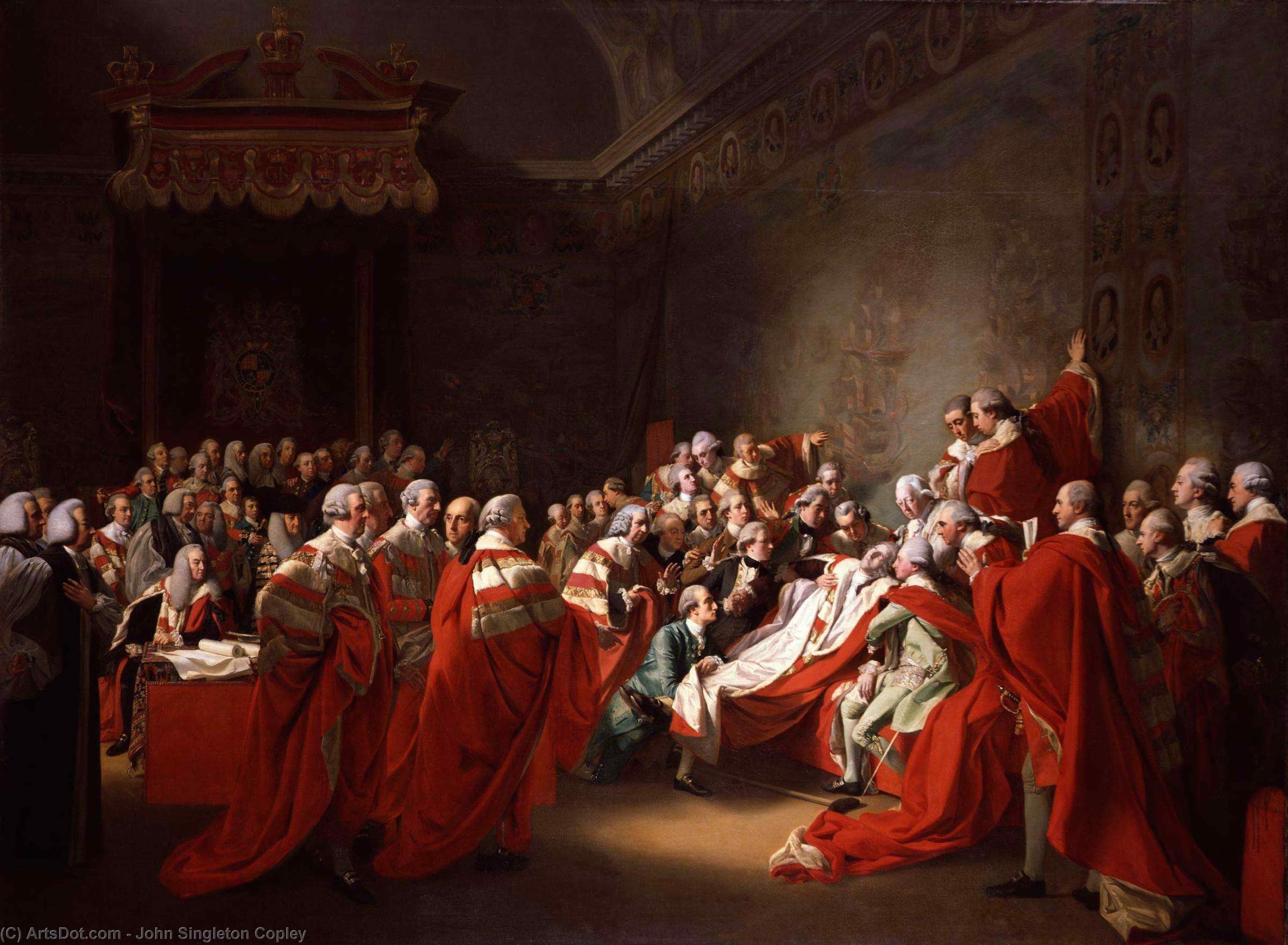 Wikioo.org - The Encyclopedia of Fine Arts - Painting, Artwork by John Singleton Copley - The Colapse of the Earl of Chatham in the House of Lords (also known as The Death of the Earl of Chatham)