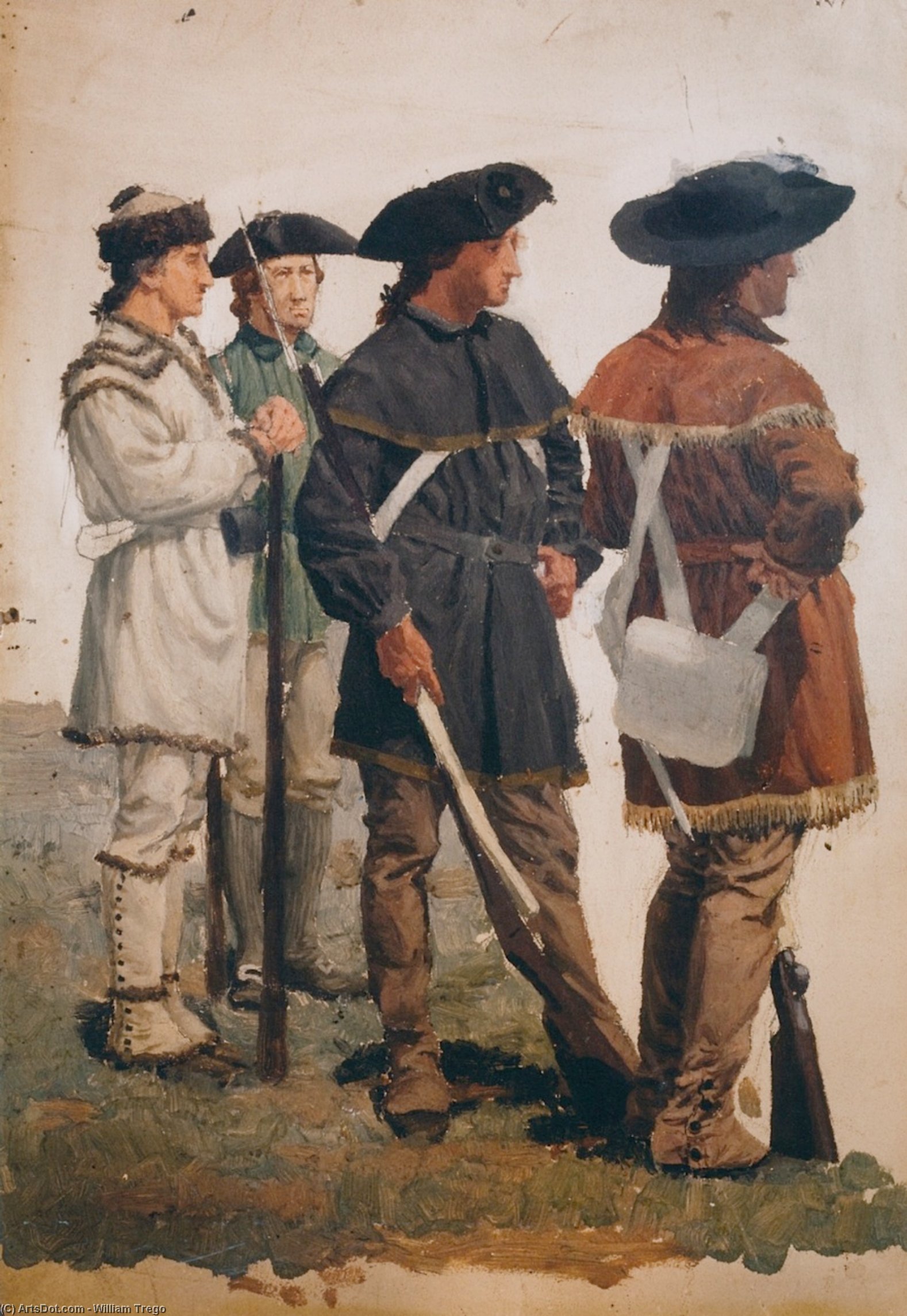 Wikoo.org - موسوعة الفنون الجميلة - اللوحة، العمل الفني William Trego - Colonial Hunting Shirt 'Uniforms'