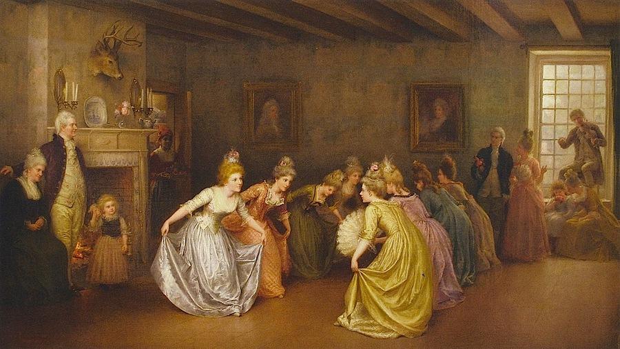Wikioo.org - The Encyclopedia of Fine Arts - Painting, Artwork by Jennie Augusta Brownscombe - Colonial Minuet