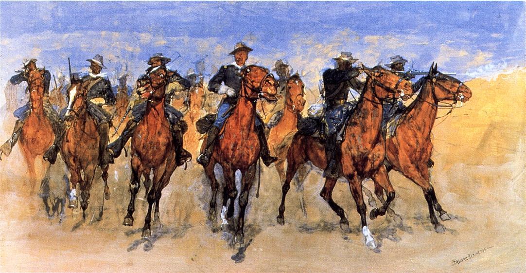 Wikioo.org – L'Enciclopedia delle Belle Arti - Pittura, Opere di Frederic Remington - Troopers colorati alla riscossa