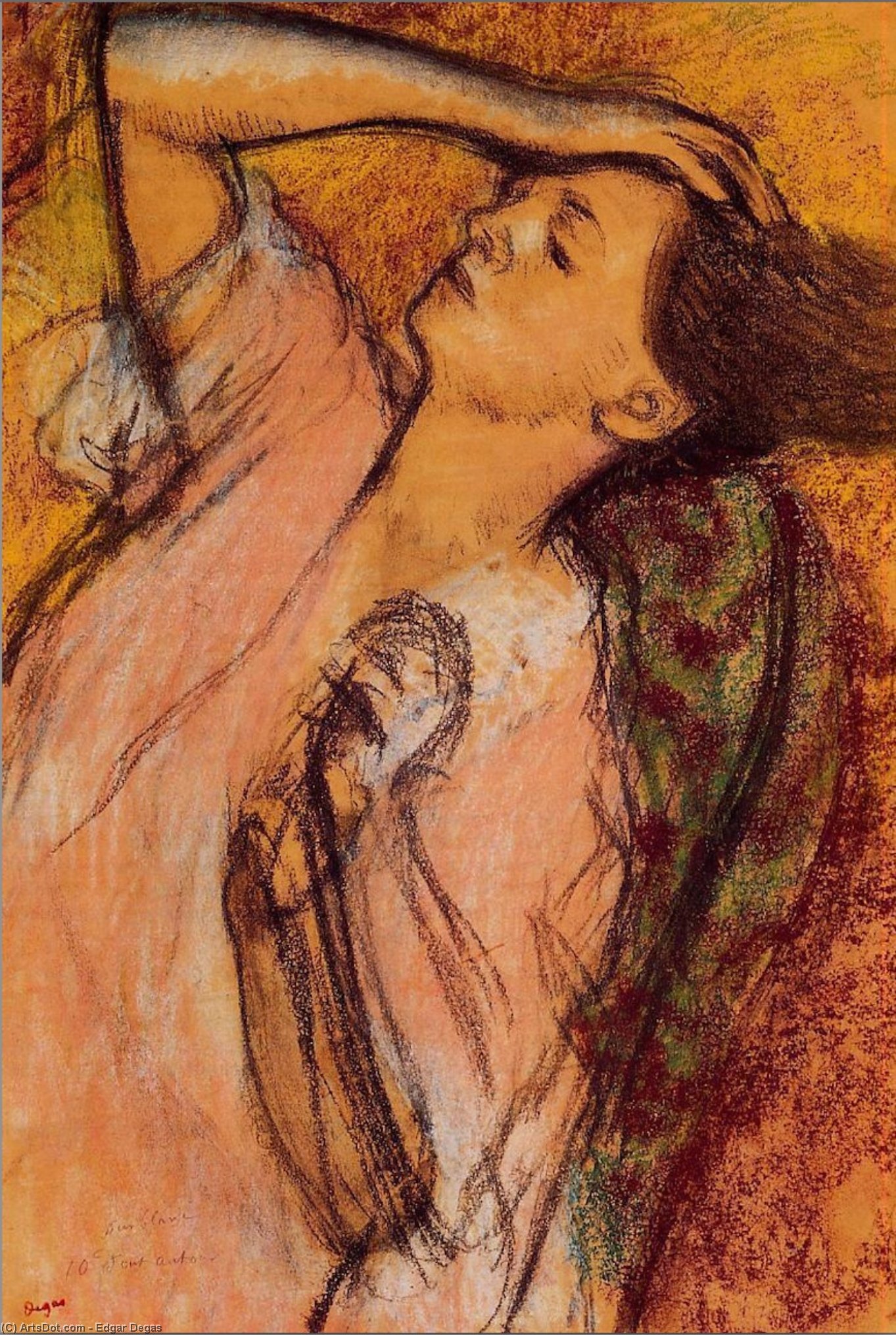 Wikioo.org - The Encyclopedia of Fine Arts - Painting, Artwork by Edgar Degas - Combing the Hair