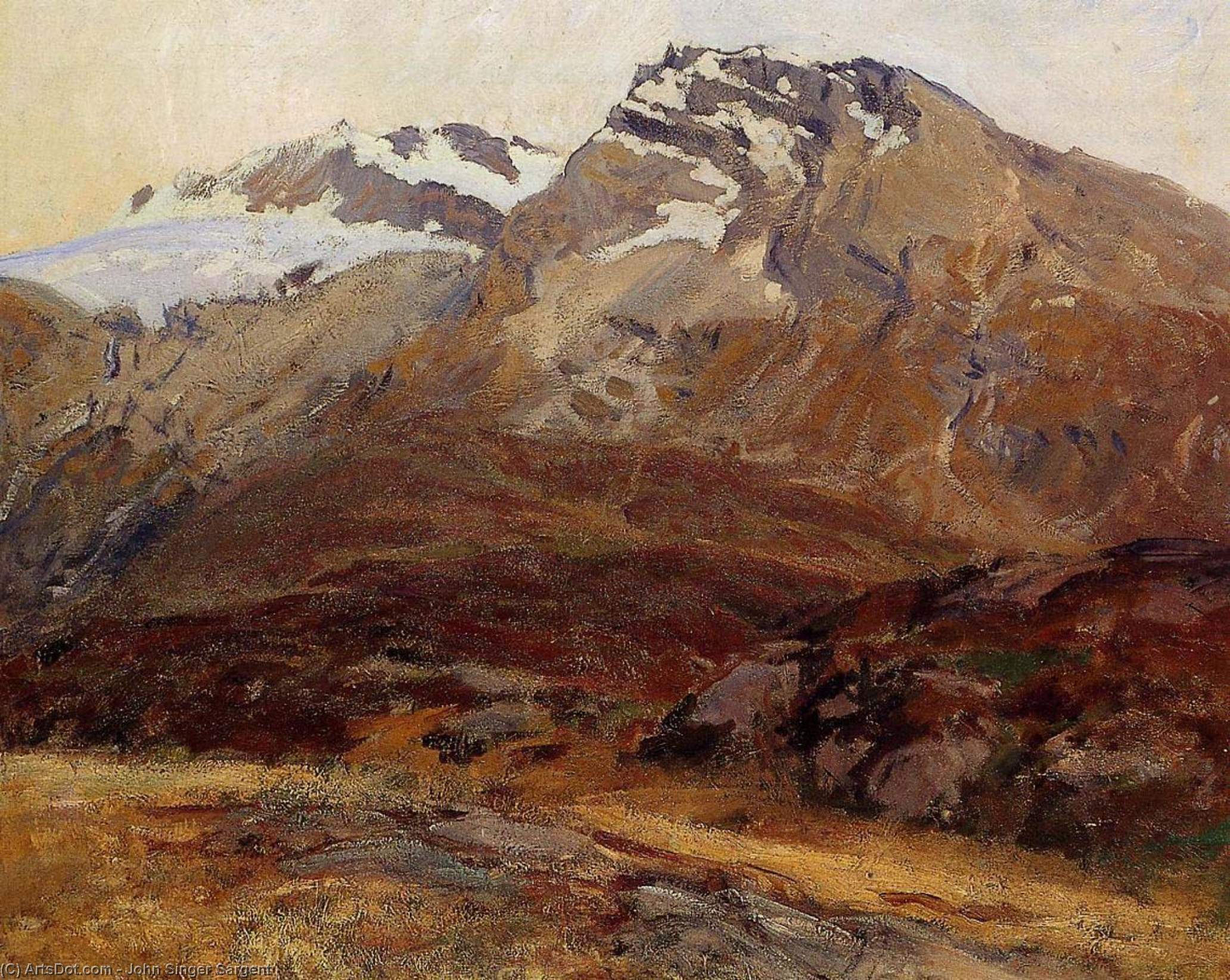 Wikioo.org - The Encyclopedia of Fine Arts - Painting, Artwork by John Singer Sargent - Coming Down from Mont Blanc (also known as Hubshorn Mountain, Simplon Pass)