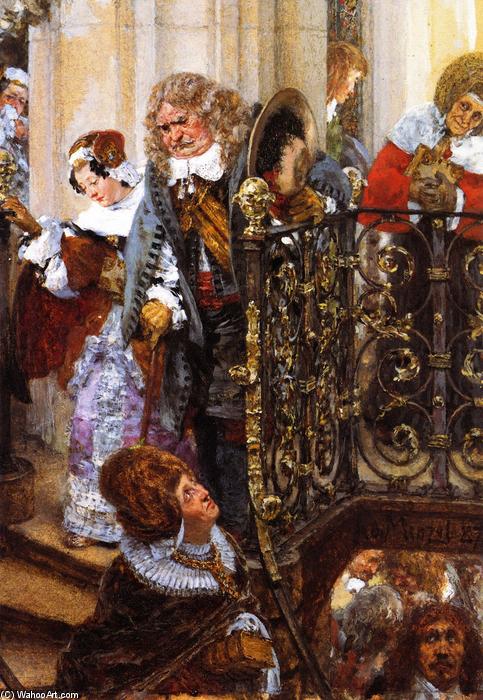 Wikioo.org - The Encyclopedia of Fine Arts - Painting, Artwork by Adolph Menzel - Coming out of Church