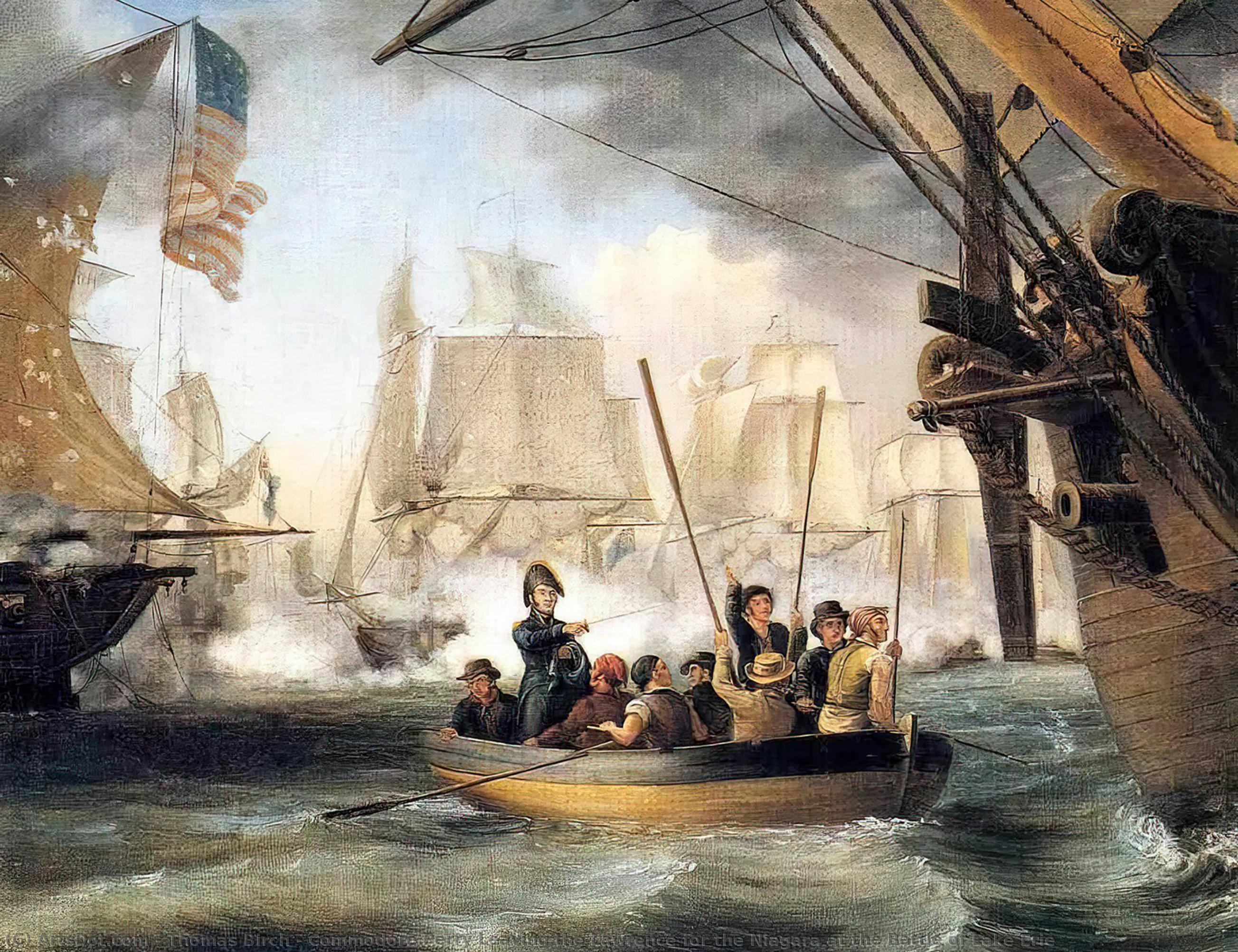 Wikioo.org - The Encyclopedia of Fine Arts - Painting, Artwork by Thomas Birch - Commodore Perry Leaving the Lawrence'' for the ''Niagara: at the Battle of Lake Erie''