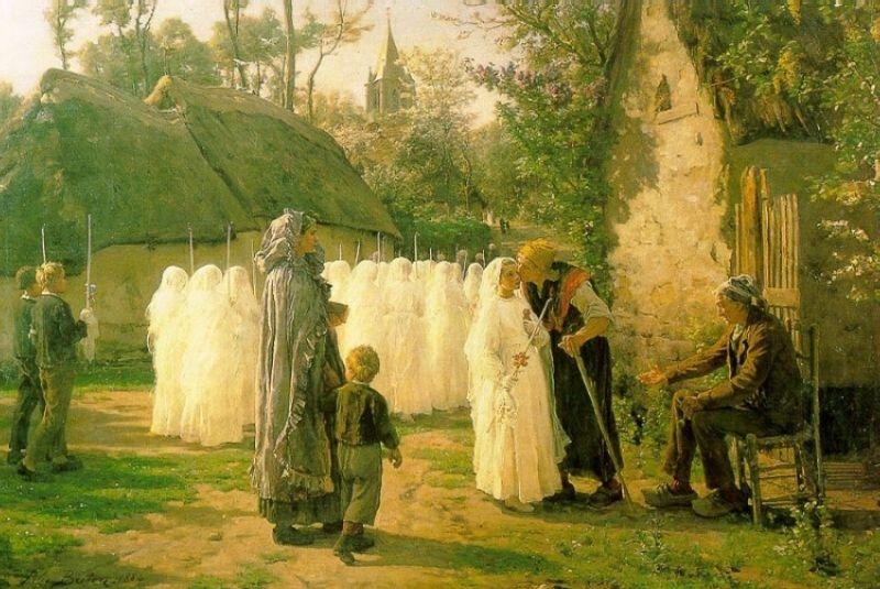 Wikioo.org - The Encyclopedia of Fine Arts - Painting, Artwork by Jules Adolphe Aimé Louis Breton - The Communicants