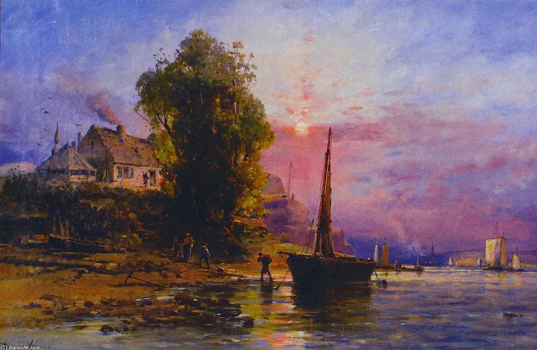 Wikioo.org - The Encyclopedia of Fine Arts - Painting, Artwork by Andrew Melrose - Communipaw (also known as Jersey City, between Newark and New York Bays)