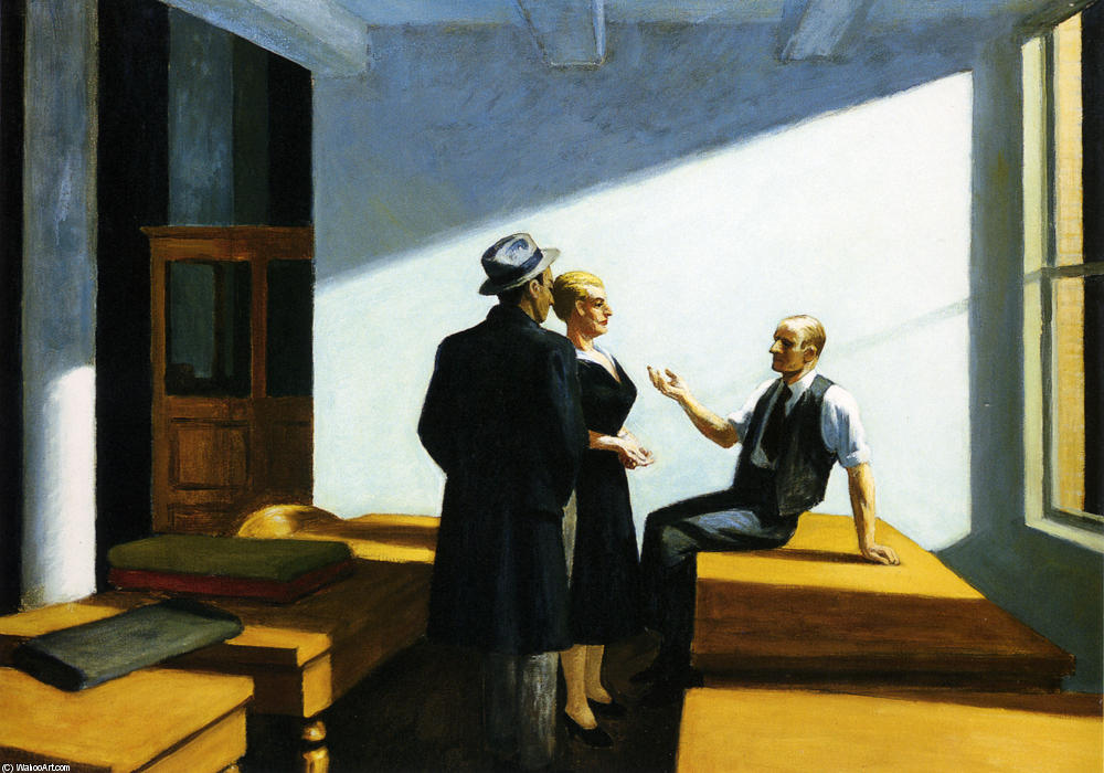 WikiOO.org - Encyclopedia of Fine Arts - Schilderen, Artwork Edward Hopper - Conference at Night