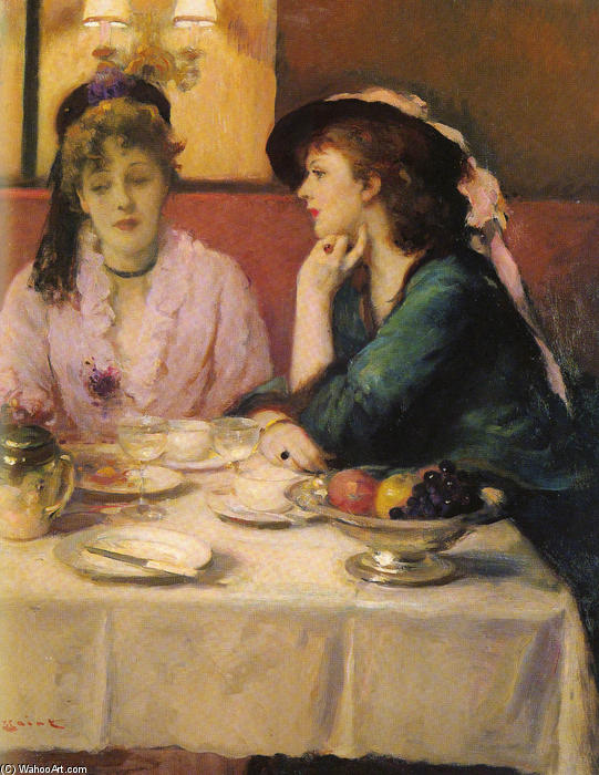 WikiOO.org - Encyclopedia of Fine Arts - Lukisan, Artwork Fernand Toussaint - Confidences at Lunch