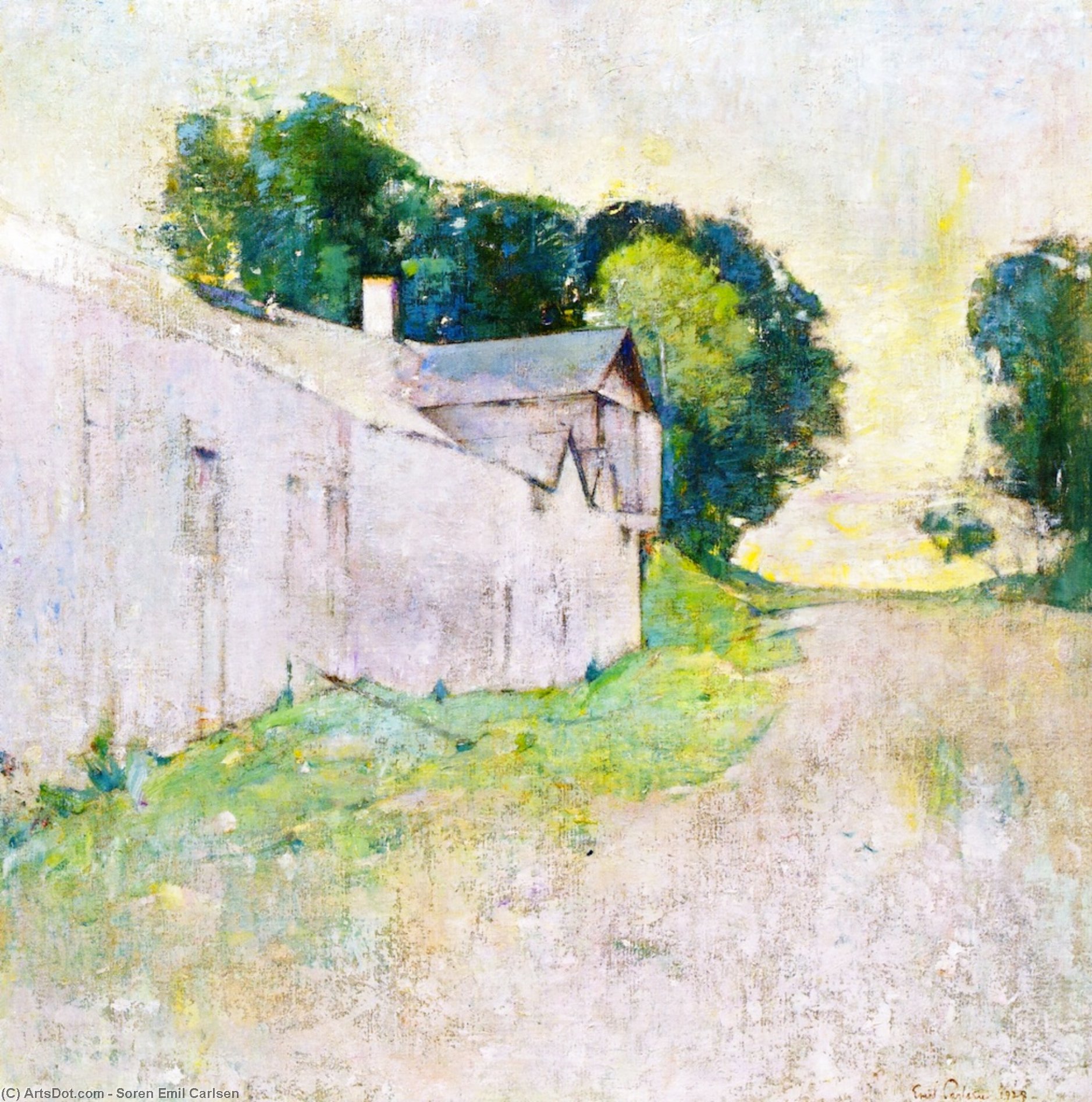 Wikioo.org - The Encyclopedia of Fine Arts - Painting, Artwork by Soren Emil Carlsen - Connecticut Farmhouse