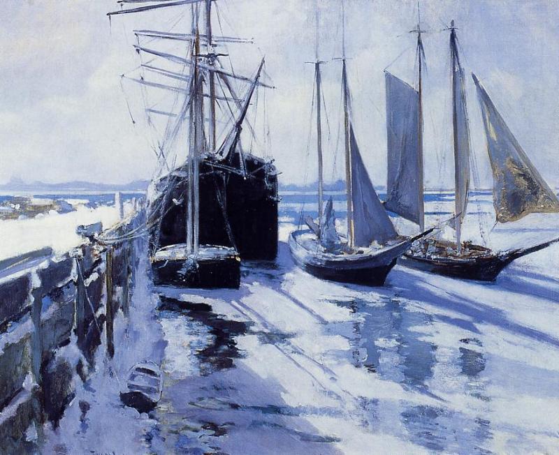 WikiOO.org - Εγκυκλοπαίδεια Καλών Τεχνών - Ζωγραφική, έργα τέχνης John Henry Twachtman - Connecticut Shore, Winter