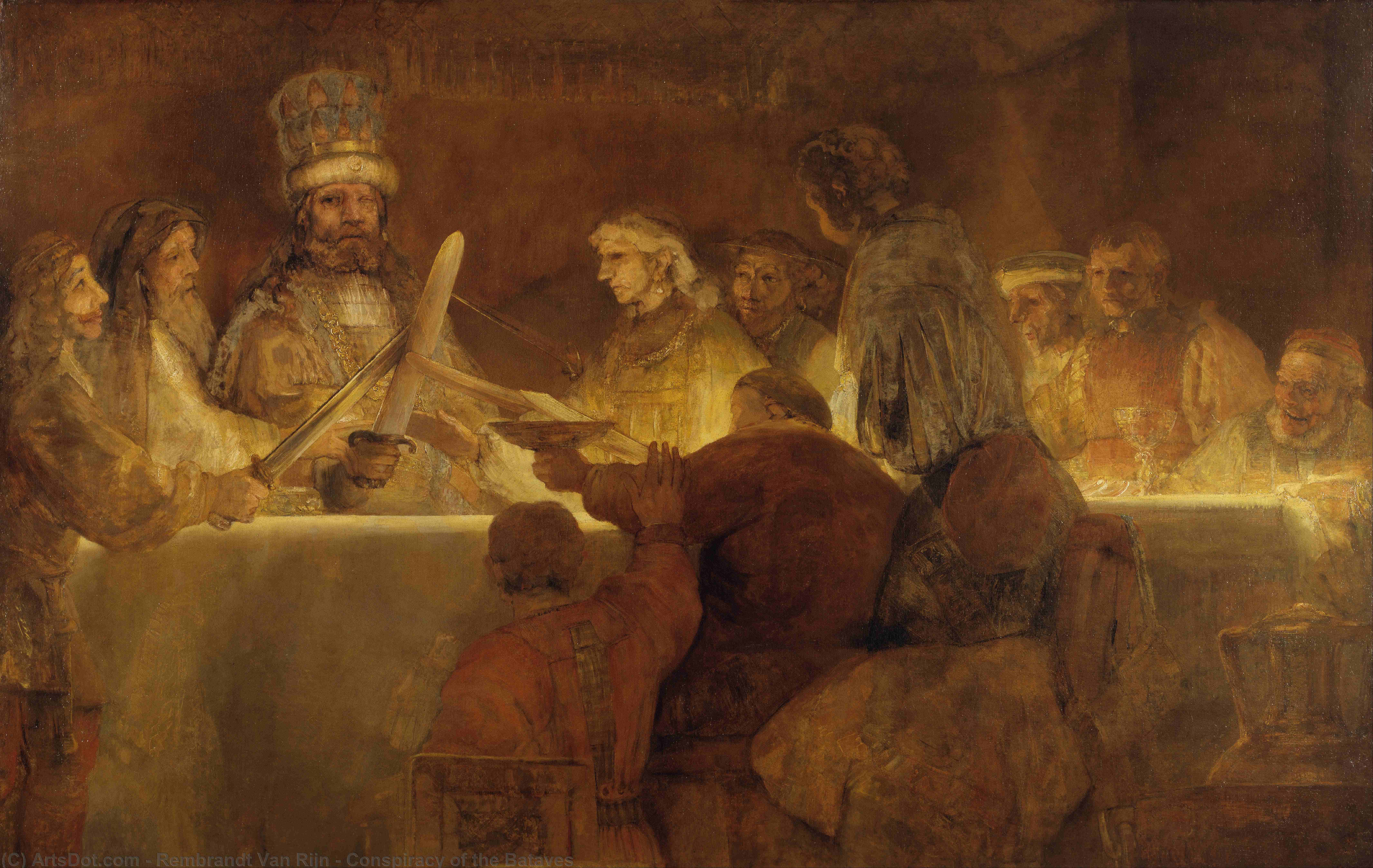 WikiOO.org - دایره المعارف هنرهای زیبا - نقاشی، آثار هنری Rembrandt Van Rijn - Conspiracy of the Bataves