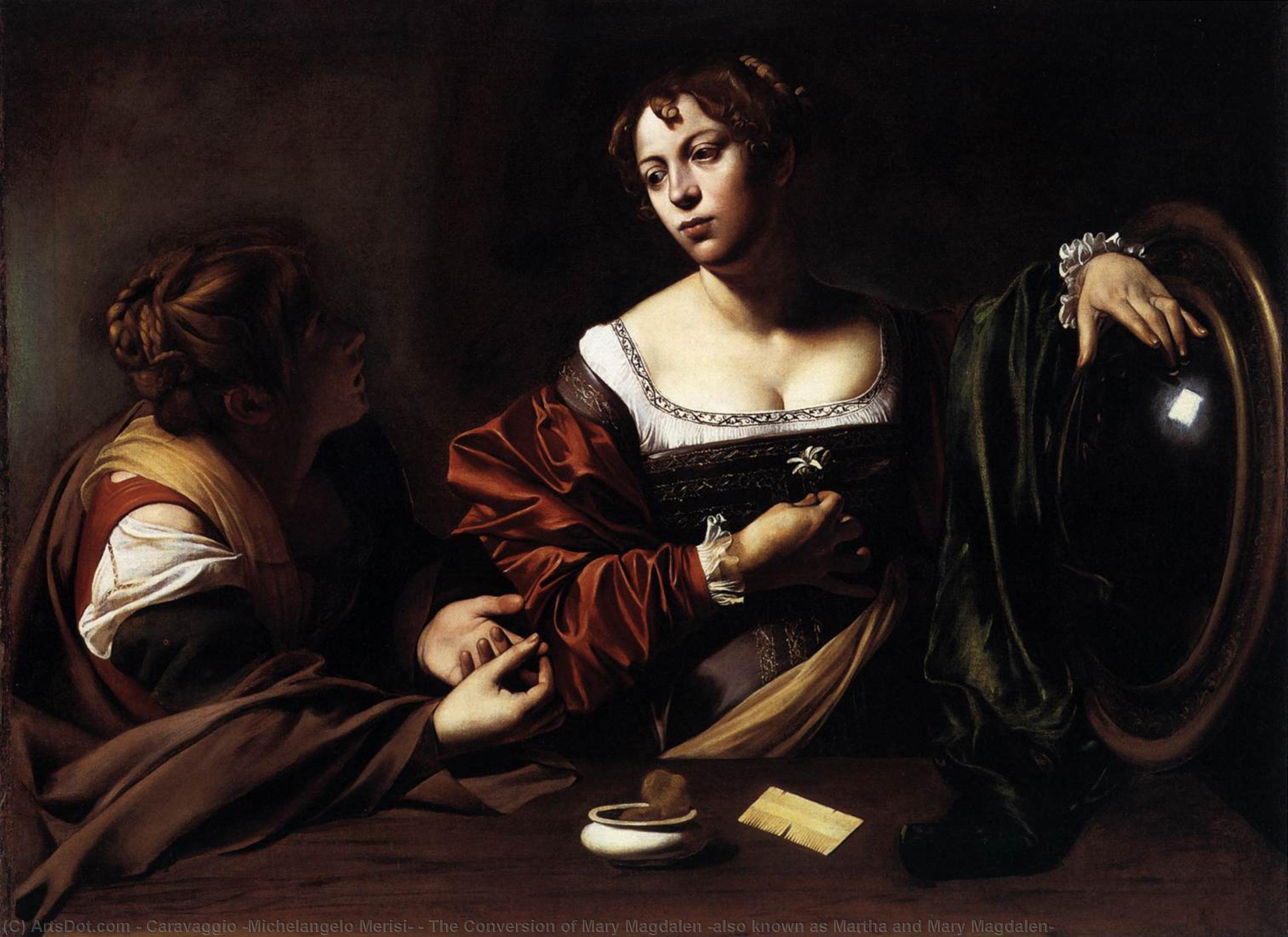 WikiOO.org - Encyclopedia of Fine Arts - Målning, konstverk Caravaggio (Michelangelo Merisi) - The Conversion of Mary Magdalen (also known as Martha and Mary Magdalen)