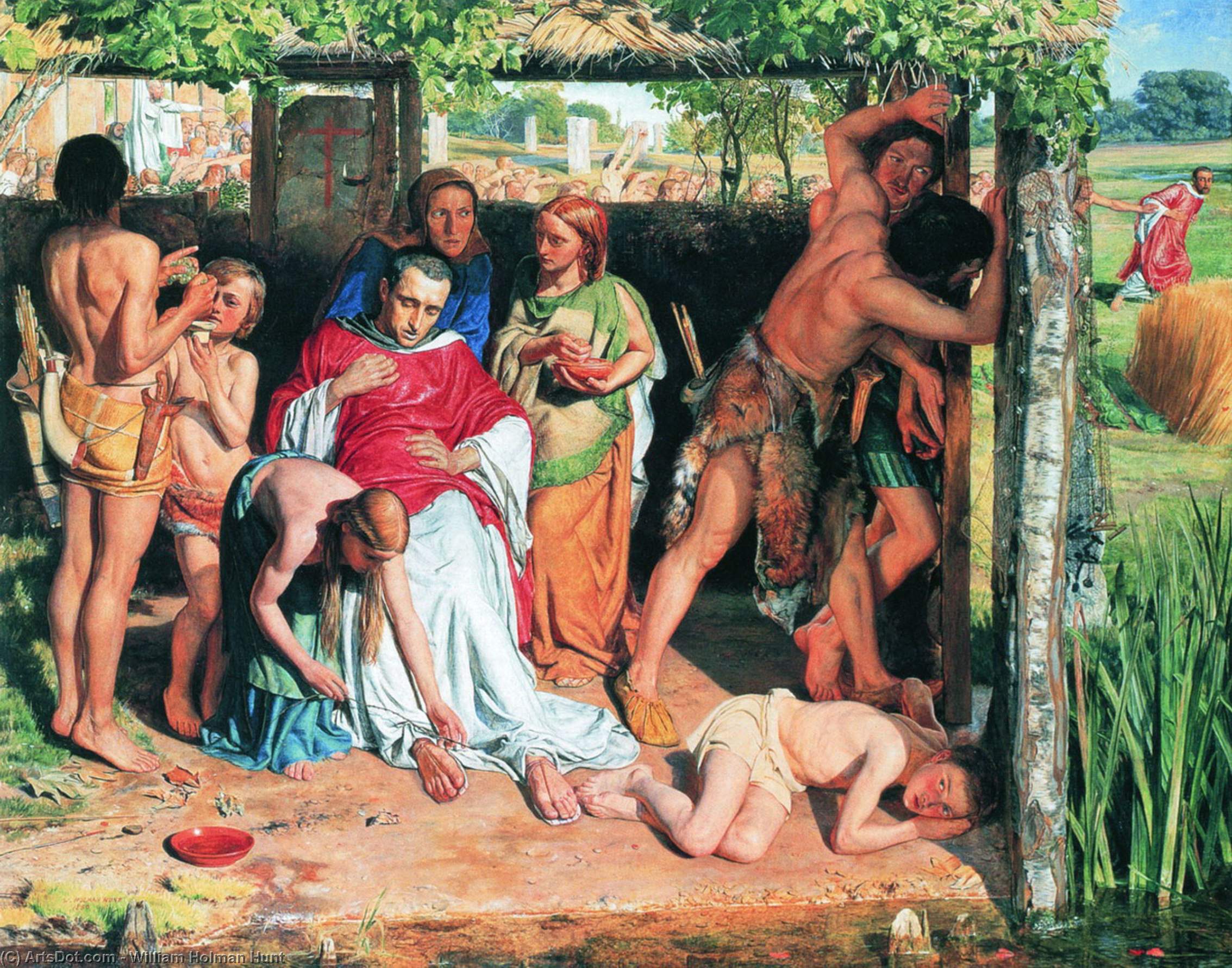 WikiOO.org - Güzel Sanatlar Ansiklopedisi - Resim, Resimler William Holman Hunt - A Converted British Family Sheltering a Christian Missionary the Persecution of the Druids