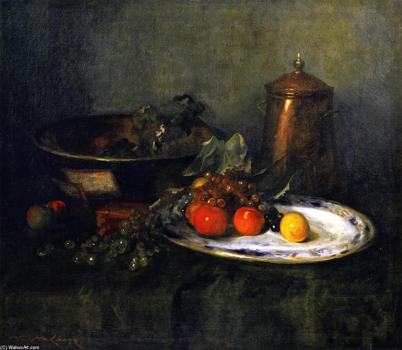 Wikioo.org – L'Enciclopedia delle Belle Arti - Pittura, Opere di William Merritt Chase - The Copper Urna (noto anche come Natura morta con rame Urn)