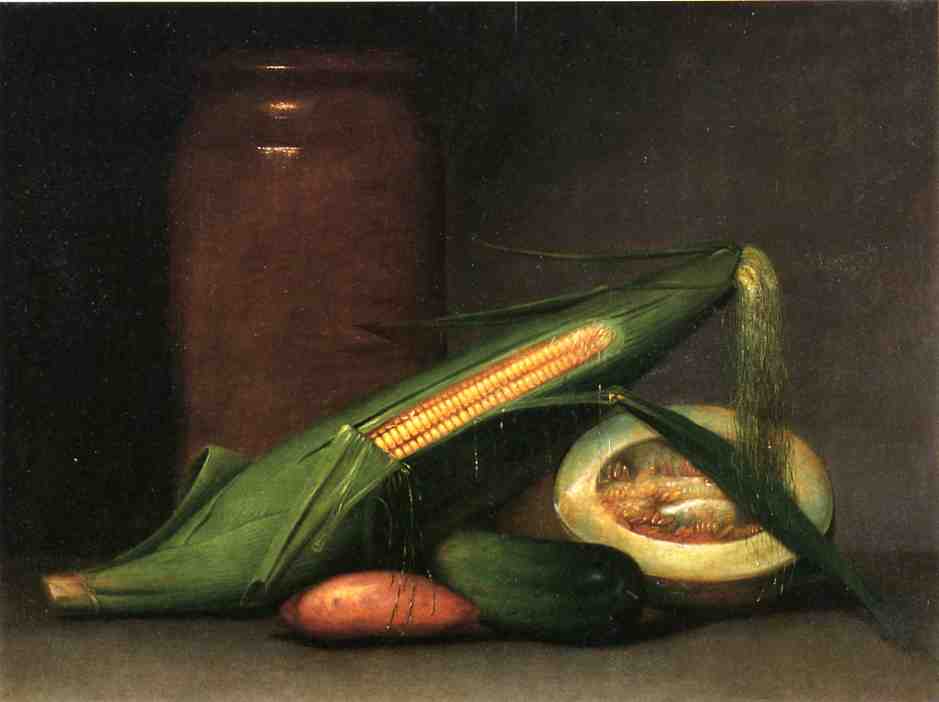 Wikioo.org - The Encyclopedia of Fine Arts - Painting, Artwork by Raphaelle Peale - Corn and Canteloupe