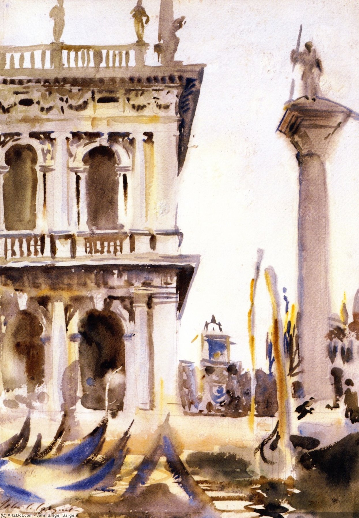 Wikioo.org - The Encyclopedia of Fine Arts - Painting, Artwork by John Singer Sargent - Corner of the LIbreria, Venice