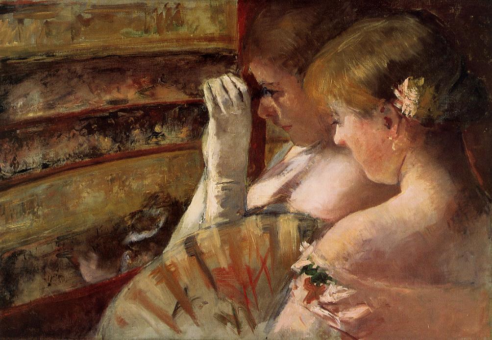 Wikioo.org - The Encyclopedia of Fine Arts - Painting, Artwork by Mary Stevenson Cassatt - A Corner of the Loge (also known as In the Box)
