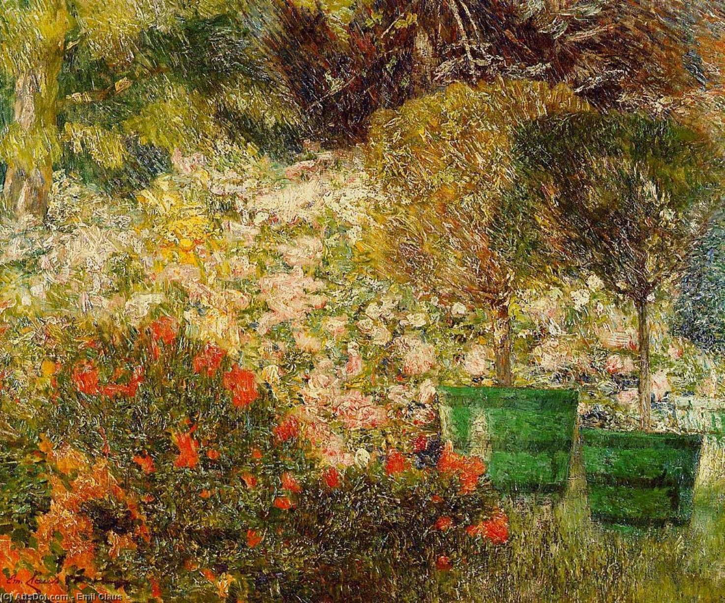 Wikioo.org - The Encyclopedia of Fine Arts - Painting, Artwork by Emil Claus - A Corner of My Garden