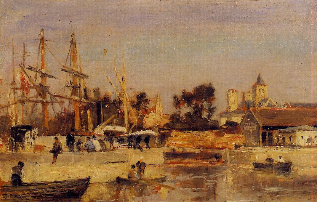 Wikioo.org - The Encyclopedia of Fine Arts - Painting, Artwork by Stanislas Lepine - A Corner of the Port, Caen
