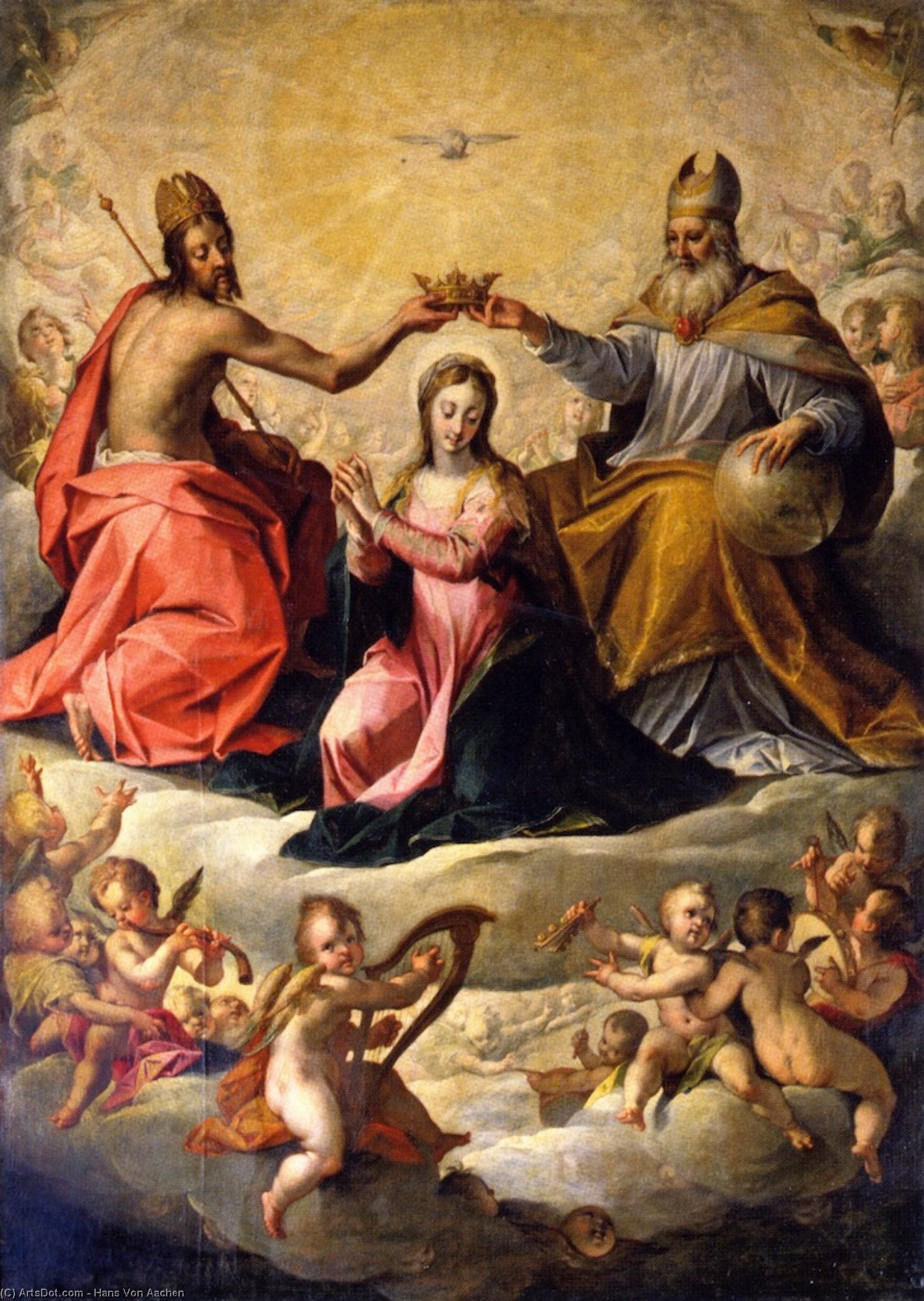 Wikioo.org – La Enciclopedia de las Bellas Artes - Pintura, Obras de arte de Hans Von Aachen - La Coronación de la Virgen