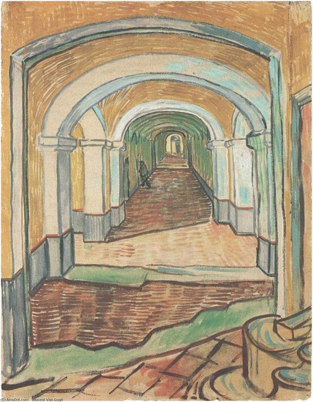 Wikioo.org – L'Enciclopedia delle Belle Arti - Pittura, Opere di Vincent Van Gogh - Corridoio a Saint-Paul Hospital