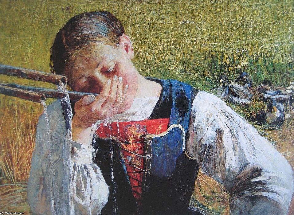 Wikioo.org – L'Enciclopedia delle Belle Arti - Pittura, Opere di Giovanni Segantini - Costume Grigionese (noto anche come Bündnerin am Brunnen)