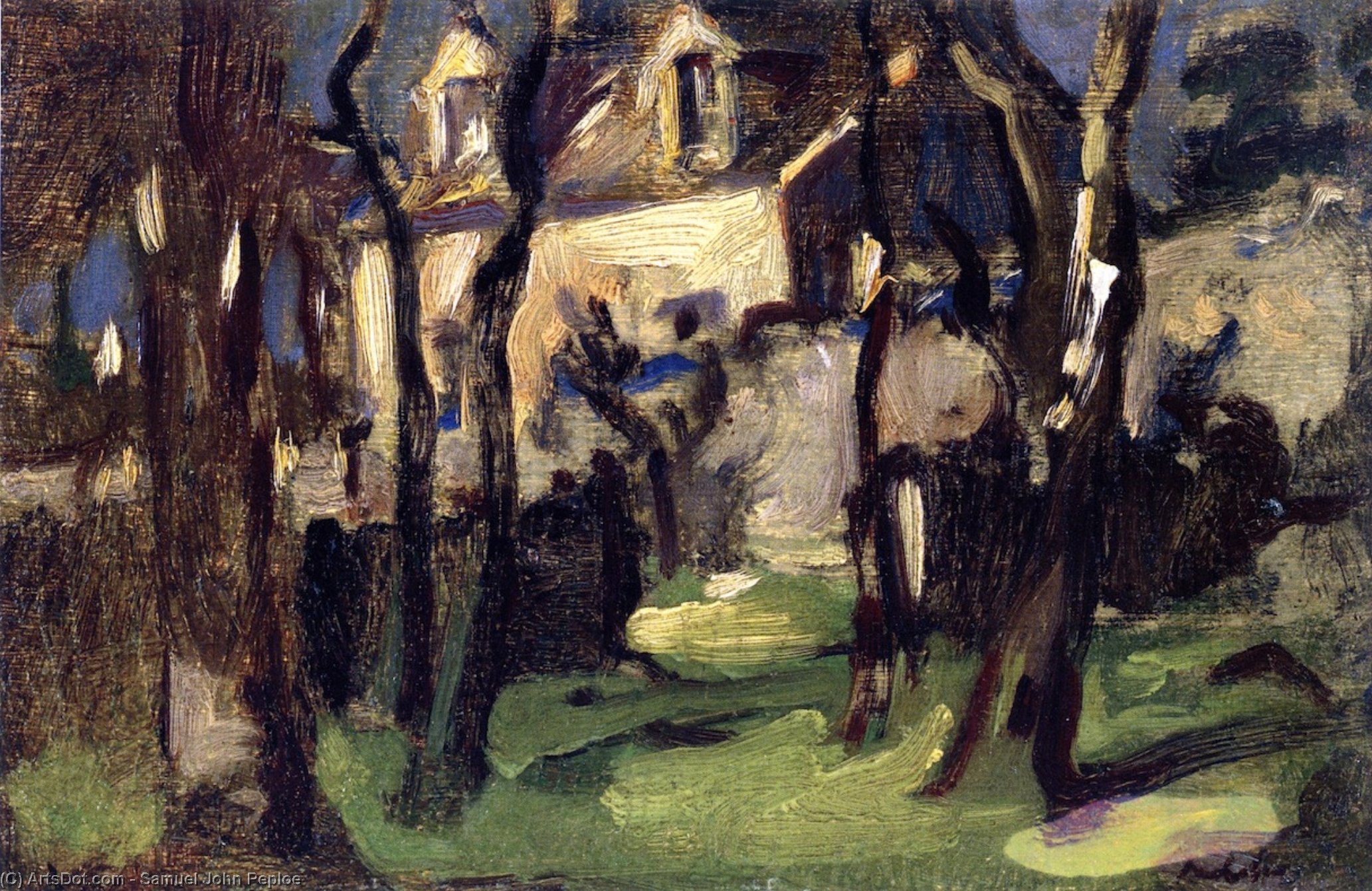 Wikioo.org - The Encyclopedia of Fine Arts - Painting, Artwork by Samuel John Peploe - Cottage at Corstorphine