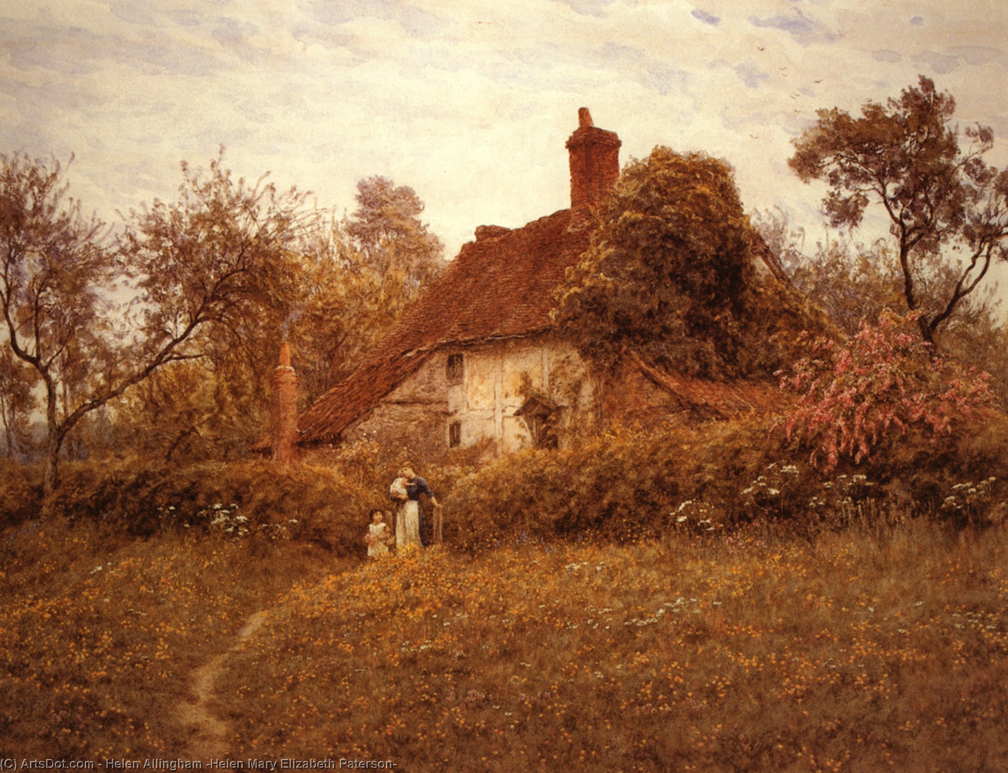 WikiOO.org - אנציקלופדיה לאמנויות יפות - ציור, יצירות אמנות Helen Allingham (Helen Mary Elizabeth Paterson) - Cottage at Pinner