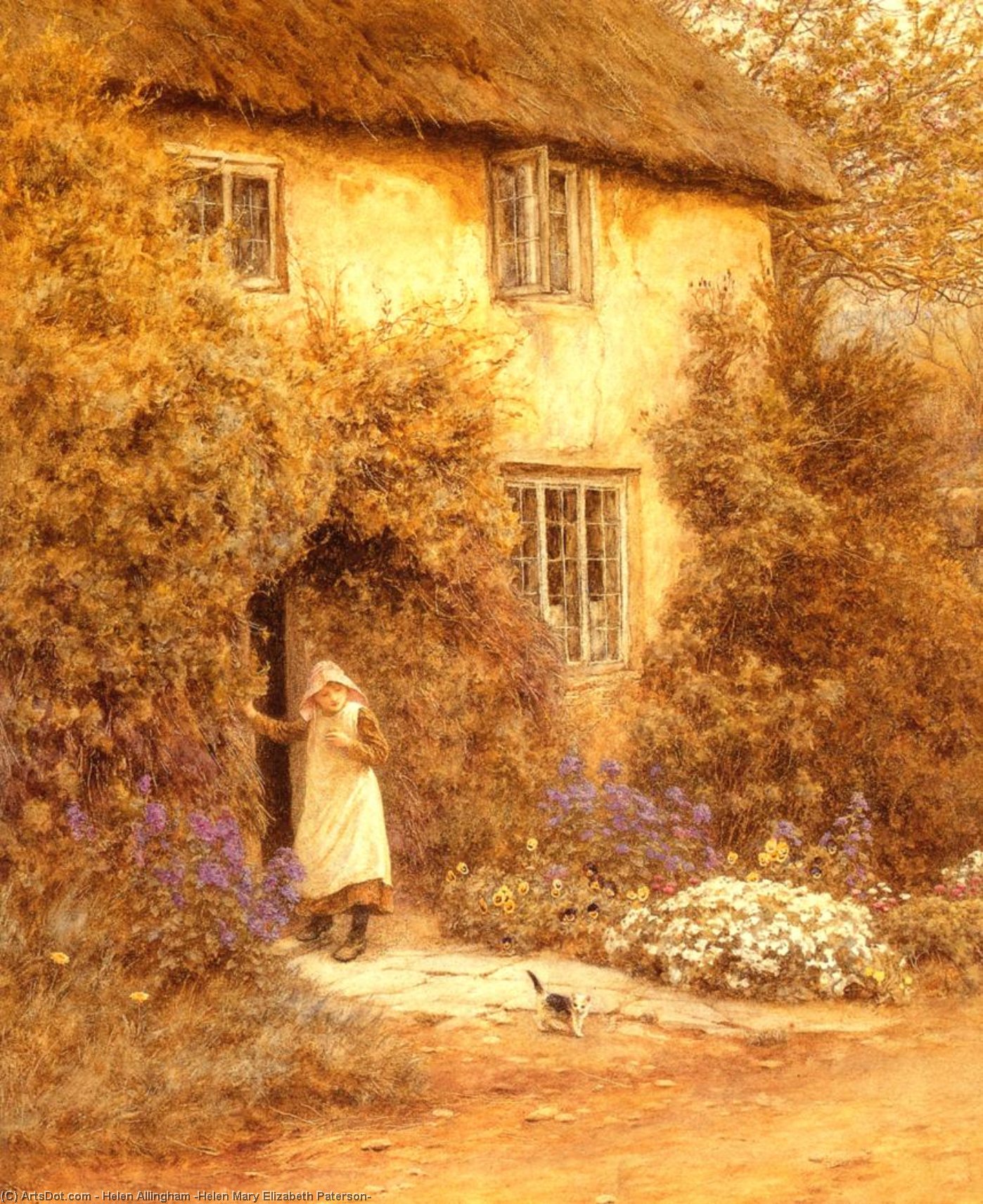 WikiOO.org - Encyclopedia of Fine Arts - Maleri, Artwork Helen Allingham (Helen Mary Elizabeth Paterson) - A Cottage Door