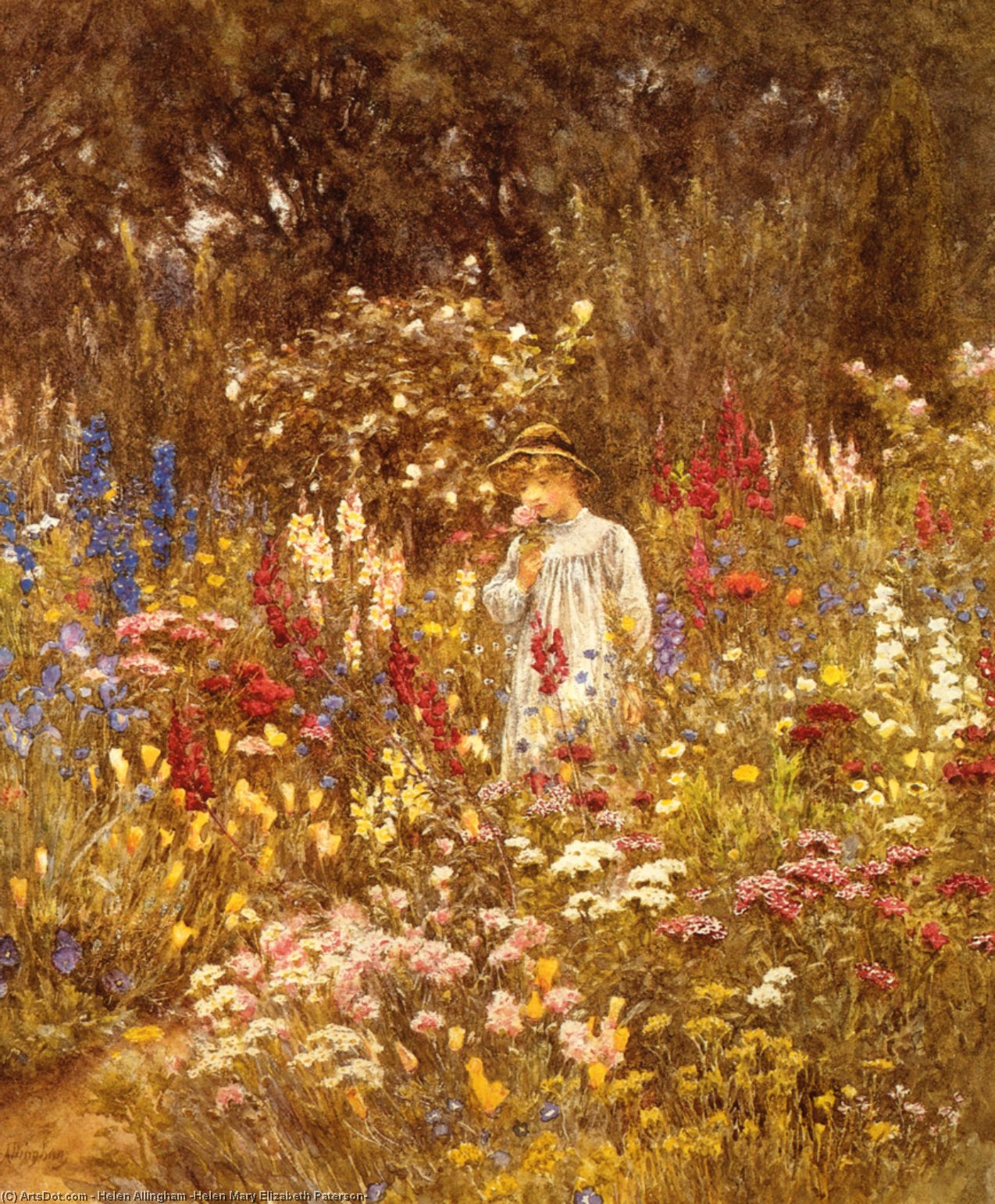 Wikioo.org - The Encyclopedia of Fine Arts - Painting, Artwork by Helen Allingham (Helen Mary Elizabeth Paterson) - A Cottage Garden