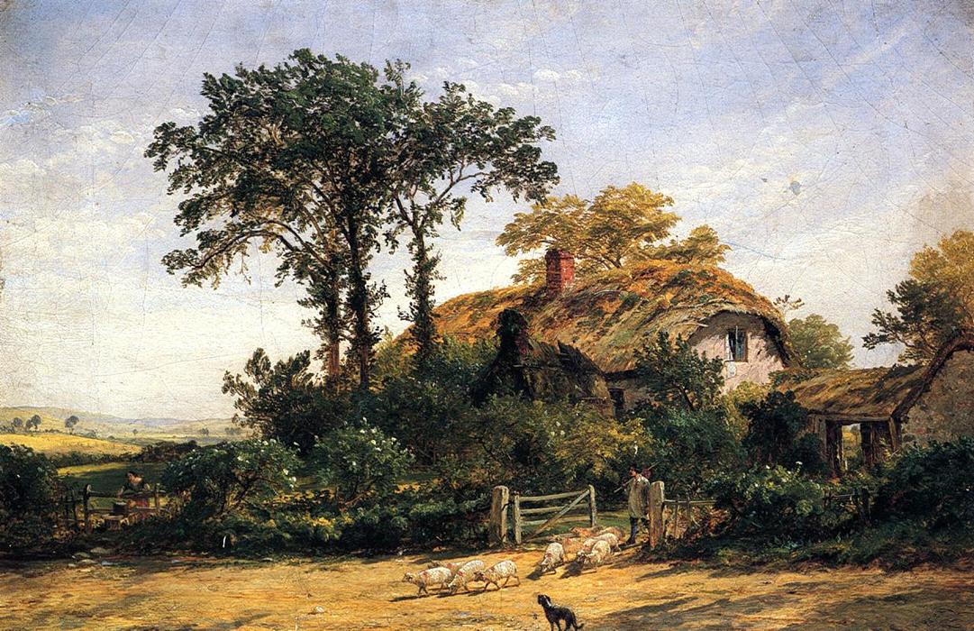 WikiOO.org - אנציקלופדיה לאמנויות יפות - ציור, יצירות אמנות Jasper Francis Cropsey - The Cottage of the Dairyman's Daughter