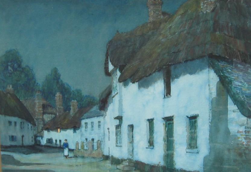 WikiOO.org - Encyclopedia of Fine Arts - Lukisan, Artwork Albert Moulton Foweraker - Cottages in the Moonlight