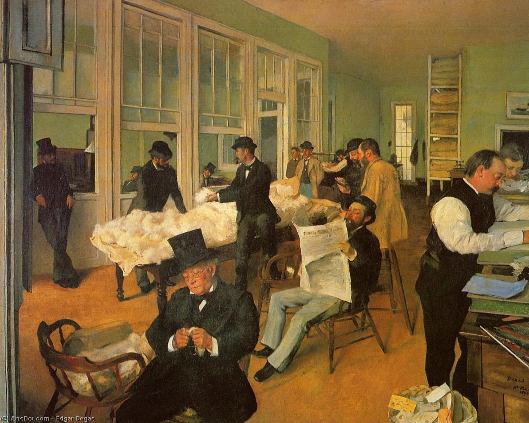 Wikioo.org - The Encyclopedia of Fine Arts - Painting, Artwork by Edgar Degas - The Cotton Exchange in New Orleans