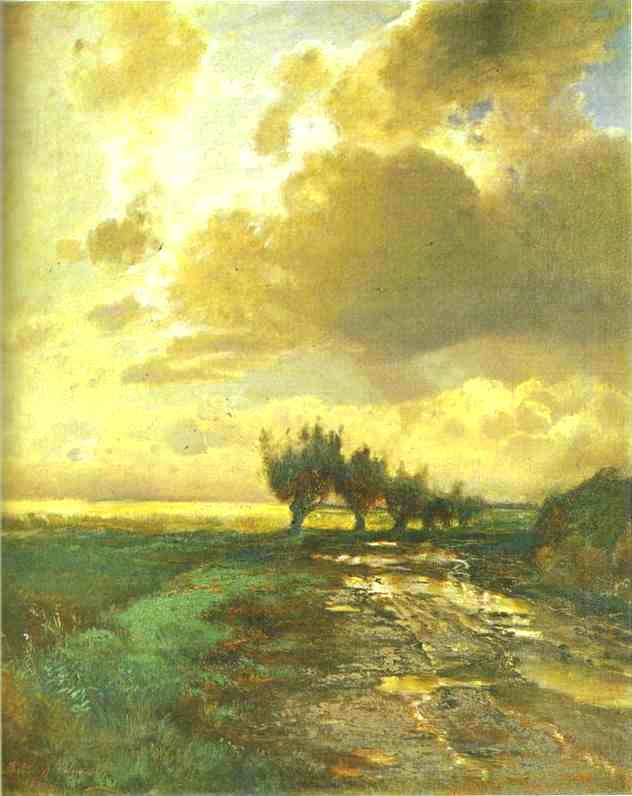 Wikioo.org - The Encyclopedia of Fine Arts - Painting, Artwork by Alexei Kondratyevich Savrasov - Country Road