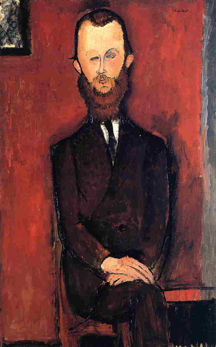 Wikoo.org - موسوعة الفنون الجميلة - اللوحة، العمل الفني Amedeo Modigliani - Count Weilhorski (also known as Portrait of Count W. - unfinished)