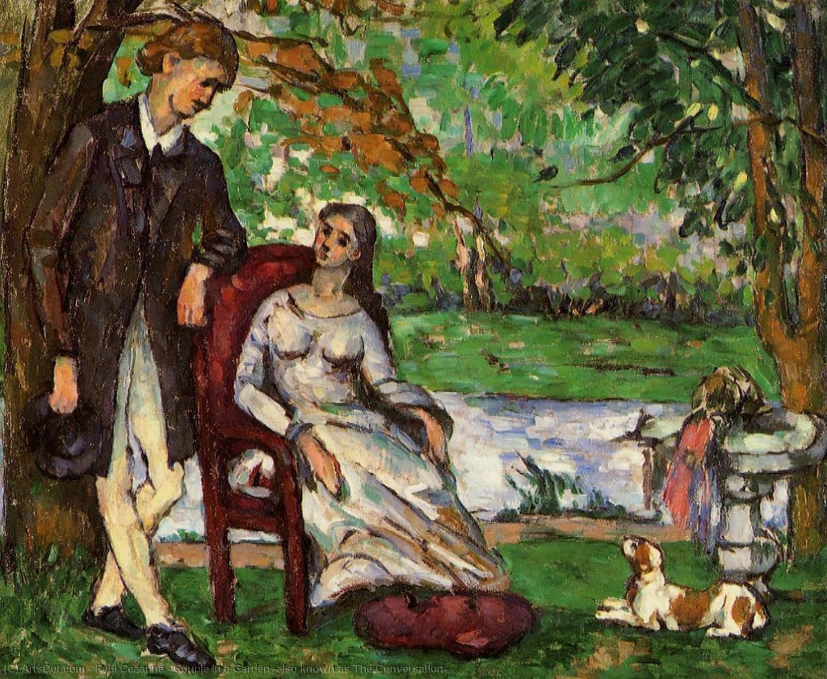 Wikioo.org - The Encyclopedia of Fine Arts - Painting, Artwork by Paul Cezanne - Couple in a Garden (also known as The Conversation)