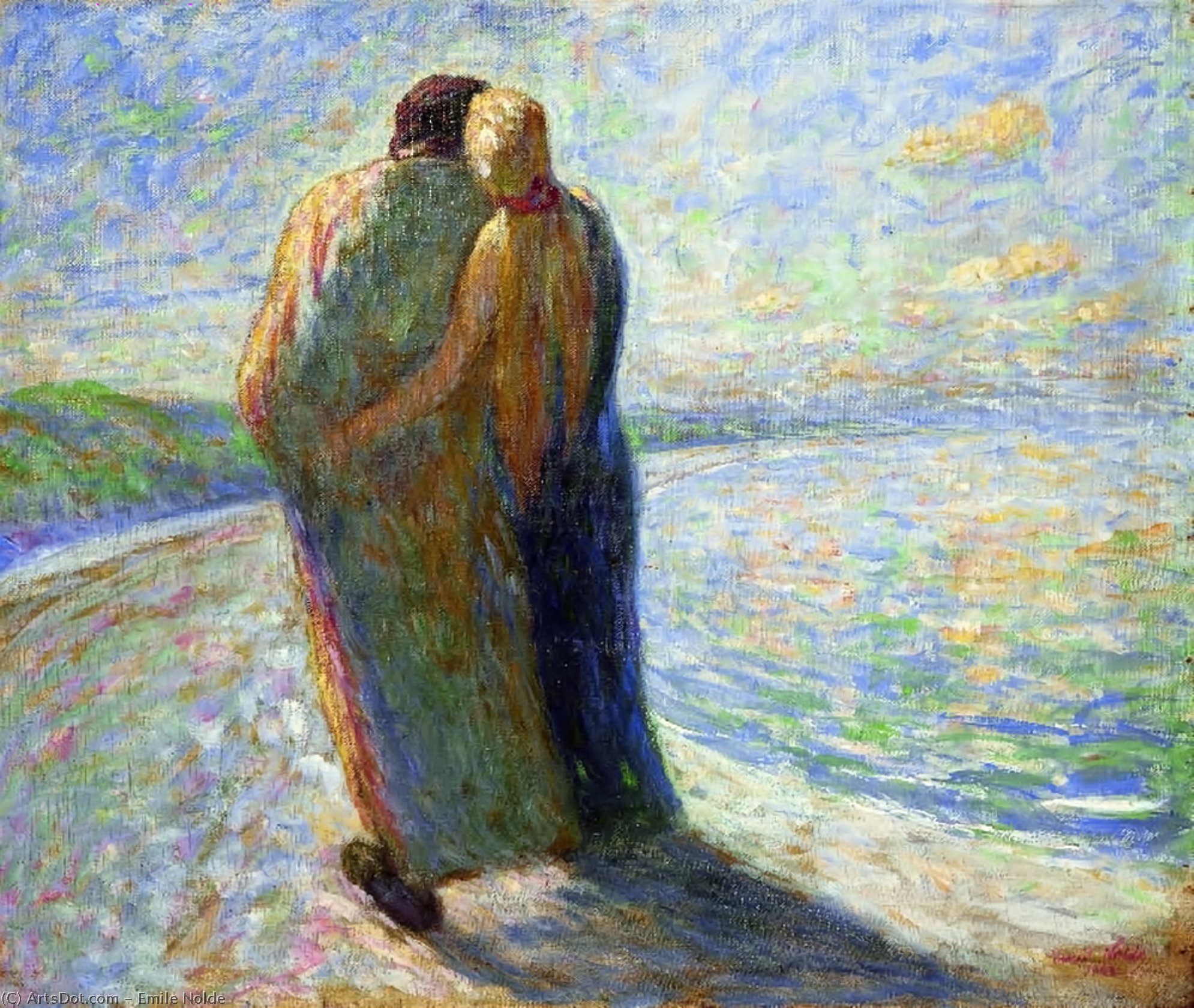 Wikioo.org - The Encyclopedia of Fine Arts - Painting, Artwork by Emile Nolde - Couple on the beach