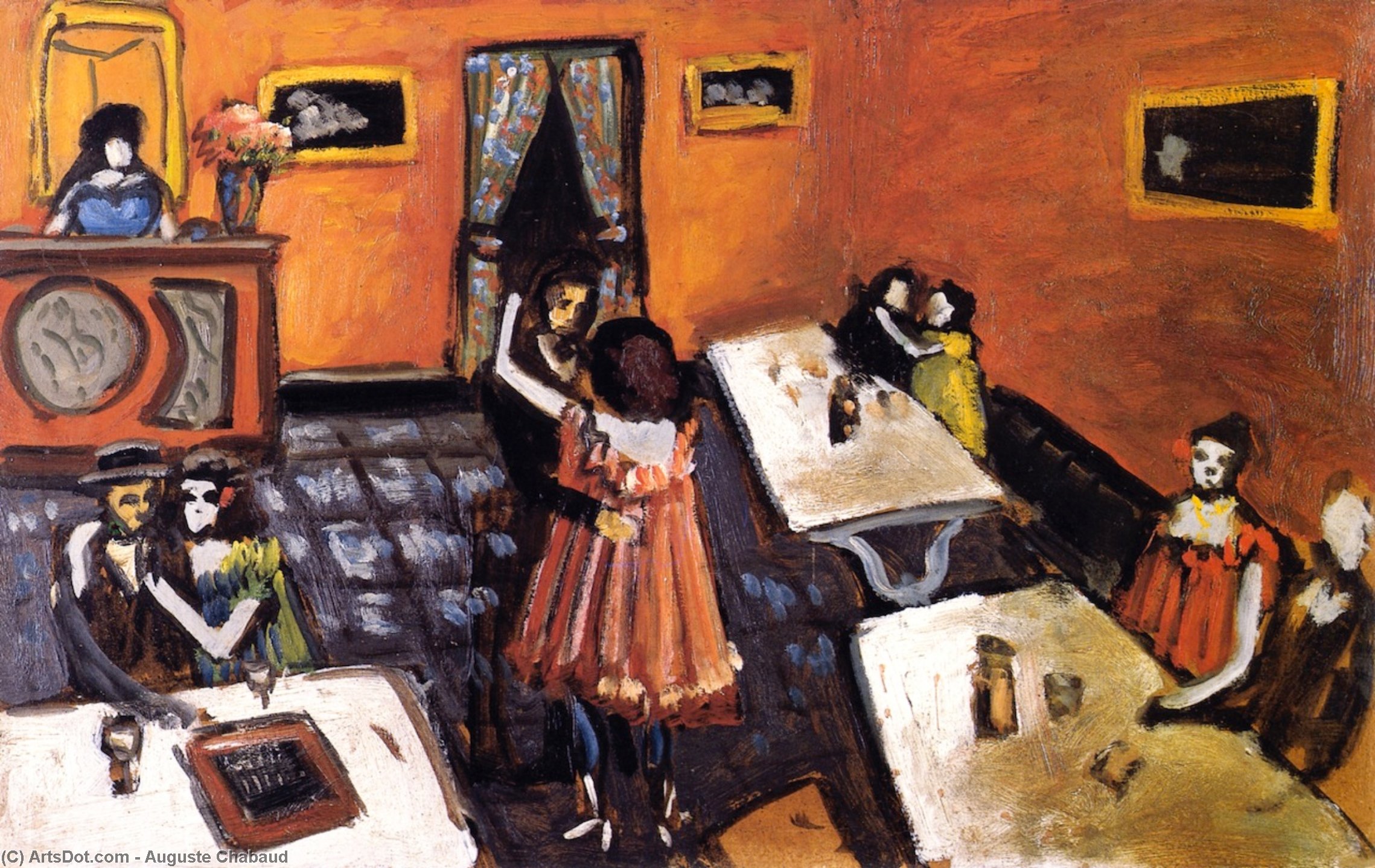 WikiOO.org - Güzel Sanatlar Ansiklopedisi - Resim, Resimler Auguste Chabaud - Couples in a Bistro