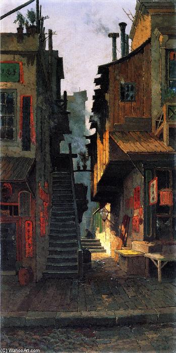 Wikioo.org – L'Encyclopédie des Beaux Arts - Peinture, Oeuvre de Edwin Deakin - Court dans le quartier chinois , San Francisco