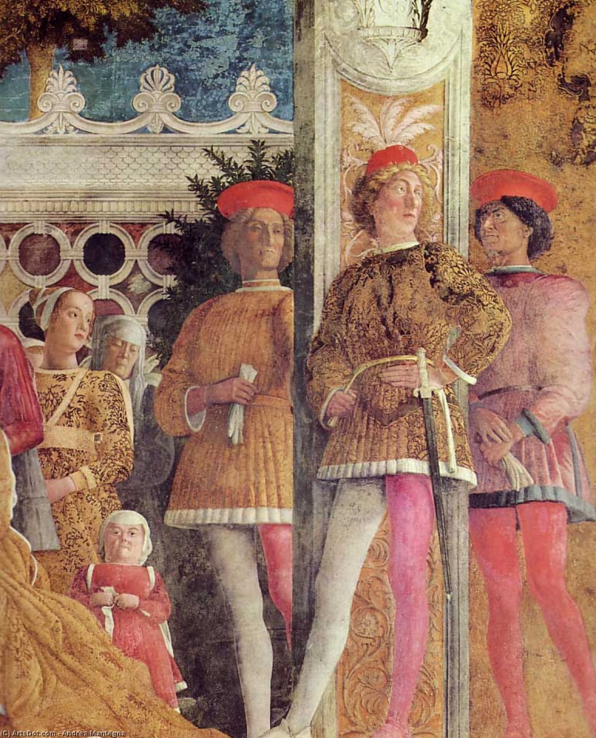 Wikioo.org – La Enciclopedia de las Bellas Artes - Pintura, Obras de arte de Andrea Mantegna - la corte de mantua ( detalle )