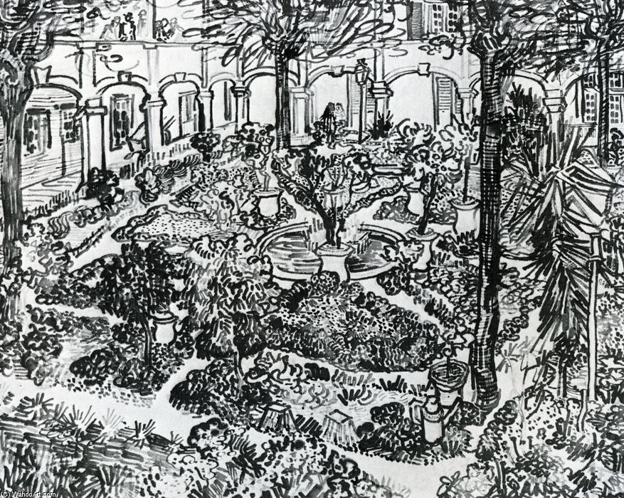 WikiOO.org - Encyclopedia of Fine Arts - Maalaus, taideteos Vincent Van Gogh - The Courtyard of the Hospital of Arles