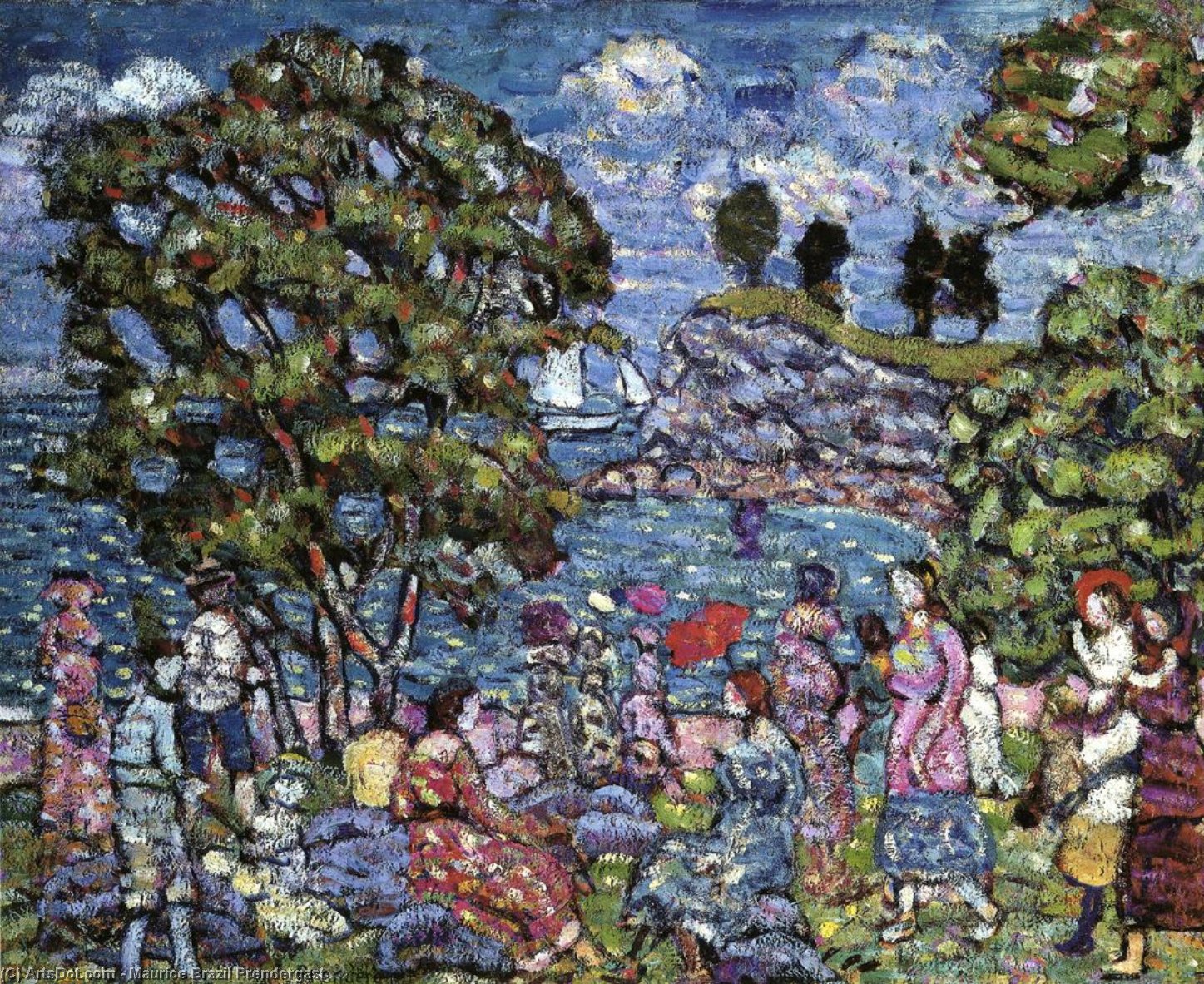 Wikioo.org - The Encyclopedia of Fine Arts - Painting, Artwork by Maurice Brazil Prendergast - Cove with Figures