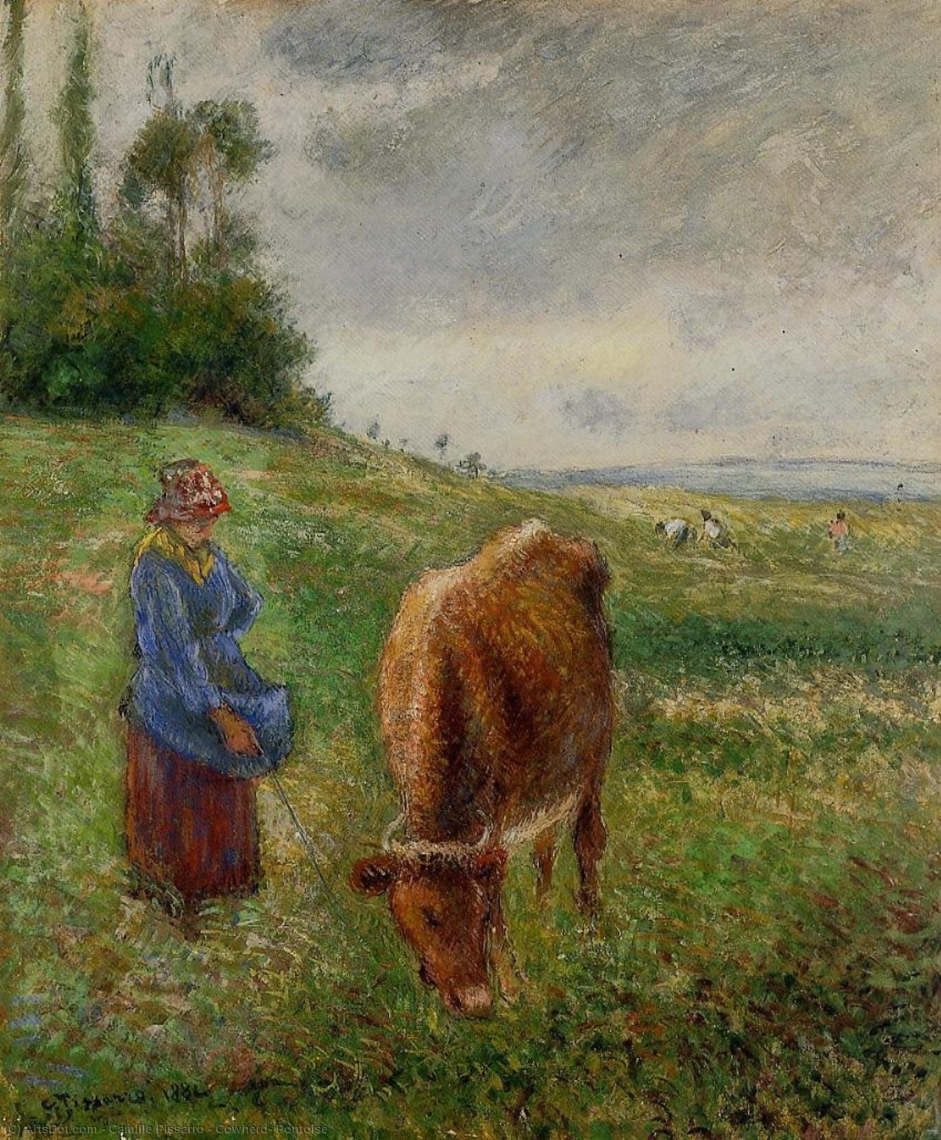 Wikioo.org - The Encyclopedia of Fine Arts - Painting, Artwork by Camille Pissarro - Cowherd, Pontoise