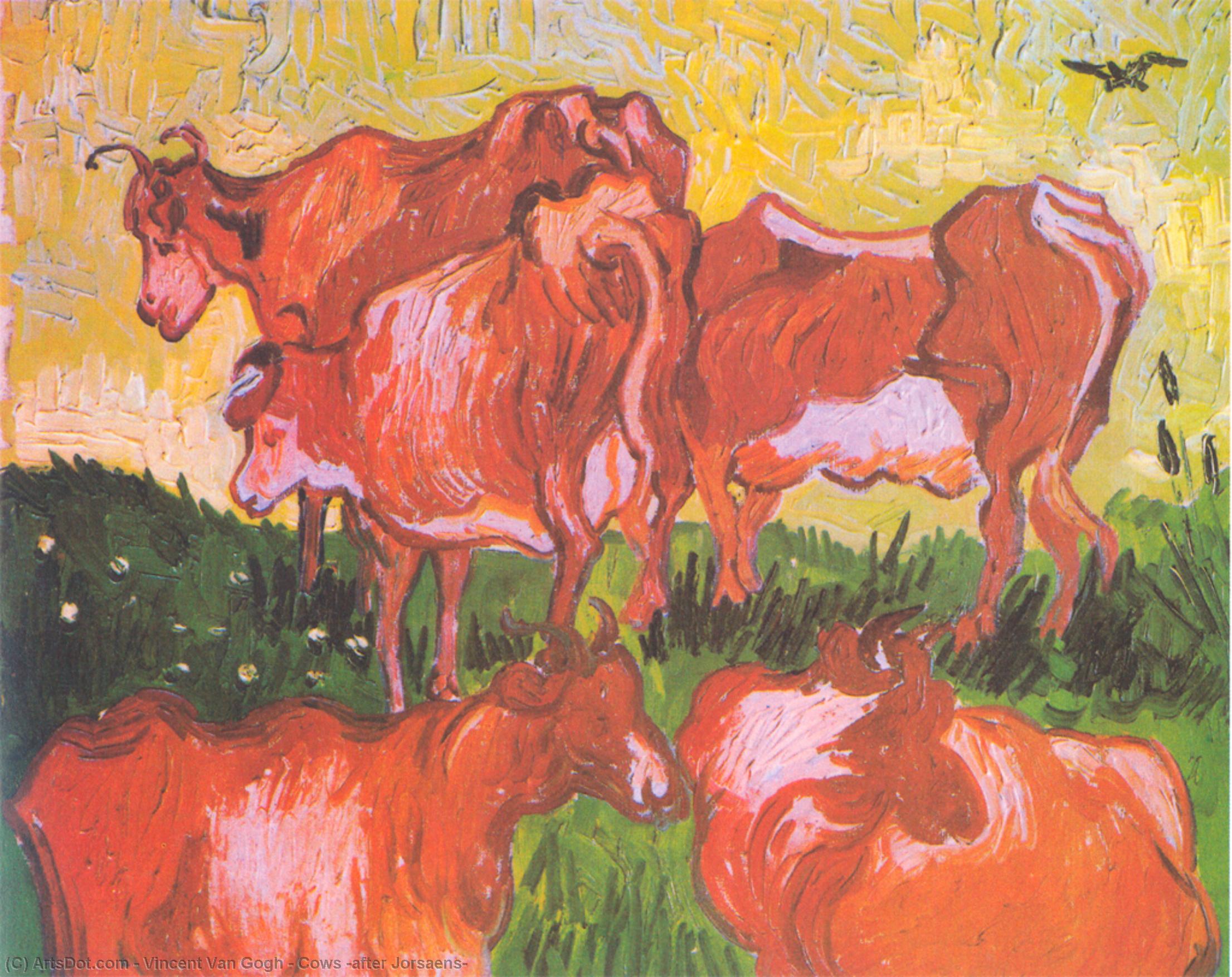 WikiOO.org - Enciclopédia das Belas Artes - Pintura, Arte por Vincent Van Gogh - Cows (after Jorsaens)