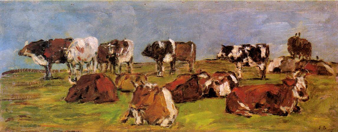WikiOO.org – 美術百科全書 - 繪畫，作品 Eugène Louis Boudin - cows`  在  领域