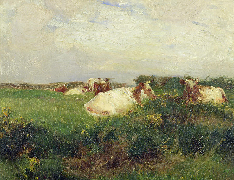 Wikioo.org - The Encyclopedia of Fine Arts - Painting, Artwork by Walter Frederick Osborne - Cows in a Field