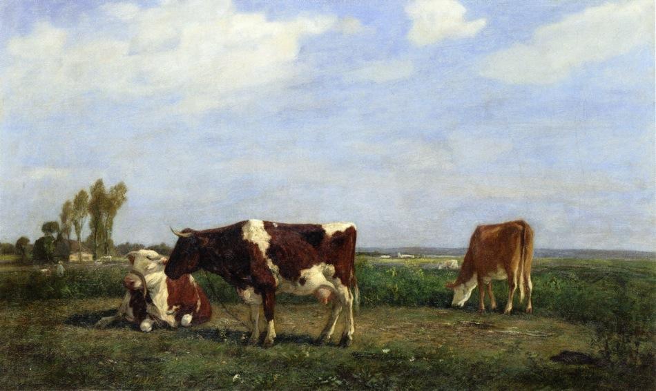 Wikioo.org - The Encyclopedia of Fine Arts - Painting, Artwork by Eugène Louis Boudin - The Cows in a Meadow