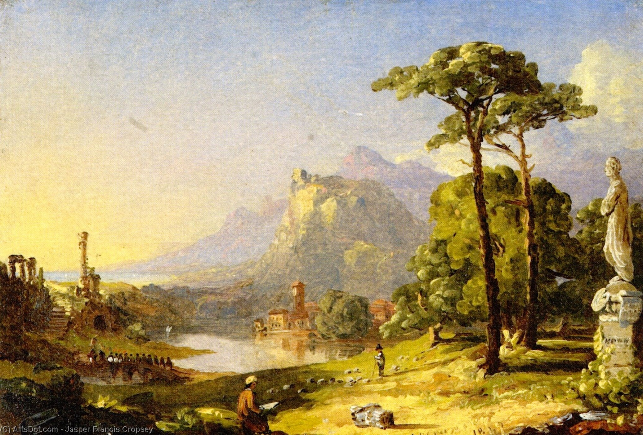 Wikioo.org - The Encyclopedia of Fine Arts - Painting, Artwork by Jasper Francis Cropsey - Cranch on a Pedestal in Italy